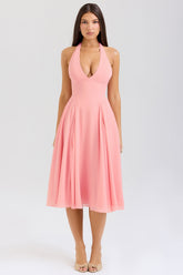Peach Georgette Halter Sundress