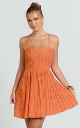 Donissa Mini Dress - Panelled Knit Mini Dress in Sherbet
