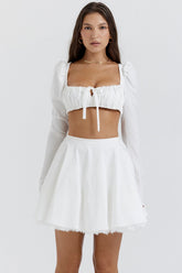 White Bow Mini Skirt