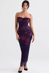 Grape Floral Print Maxi Dress