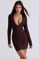 Chocolate Long Sleeve Bandage Mini Dress