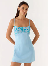 Zion Beaded Micro Mini Dress - Blue
