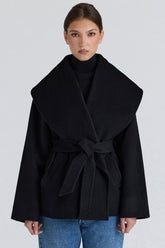 Black Wool Shawl Collar Jacket