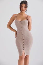 Beige Cashmere Knit Midi Dress