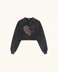 Candy Resin Heart Sweatshirt - Black
