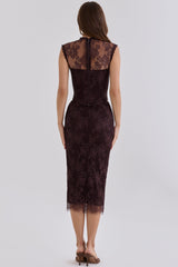 Chocolate Brown Lace Midi Skirt