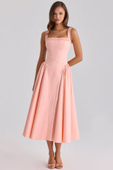 Peach Cotton Midi Sundress
