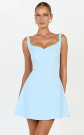 Jayce Mini Dress - Off The Shoulder A Line Dress in Blue