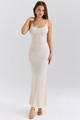 Ecru Rose Embroidered Maxi Dress