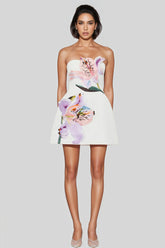 Raldrek White Floral Bustier Mini Dress
