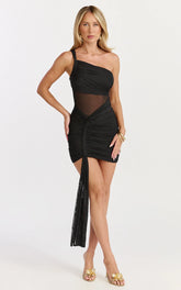 Ayla Mini Dress - One Shoulder Dress in Black