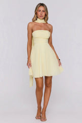 Hot Girl Holiday Strapless Mini Dress Yellow