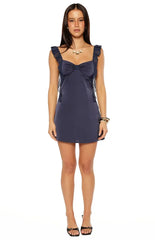 Joyce Navy Satin Mini Dress