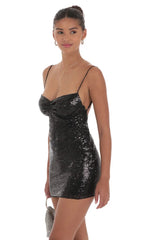 Sequin Butterfly Dress in Black