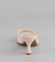 Dainty Drama Mesh Bow Kitten Mules
