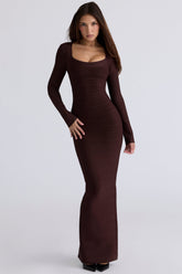 Chocolat Long Sleeve Bandage Maxi Dress