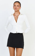 Mikey Mini Skirt - Mid Waisted Tailored A Line Skirt in Black
