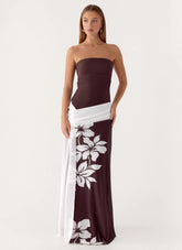 Palomar Strapless Maxi Dress - Chocolate Tropic Floral
