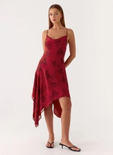 Jasiel Midi Dress - Cherry Rose