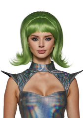 Retro Alien Girl Wig - Green