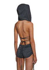 Downbeat Hooded Romper - Black
