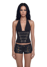 Military Parade Halter Corset Top