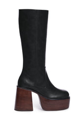 Vintage Soul Knee High Boots - Black