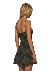 Sable Plaid Flare Mini Dress