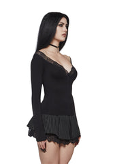 Bonnie Lace Trim Long Sleeve Top