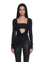 Analog Cowl Neck With Bandeau Top - Black