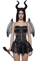 Black Devil Corset Costume with Wings