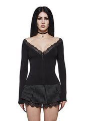 Bonnie Lace Trim Long Sleeve Top