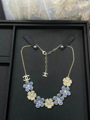 Chanel Flower Cruise 26 Blue Gold Necklace
