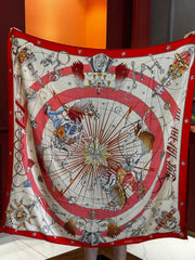 HM Starry Night Chorus Double-Sided Scarf 140cm Red Silk Cashmere 143717