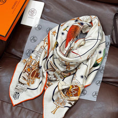 HM Starry Night Chorus Double-Sided Scarf 140cm White Silk Cashmere 143718