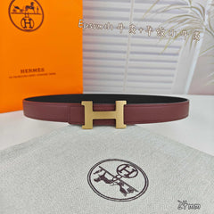 H Guillochee Buckle Belt 2.4cm Burgundy Espom 211246
