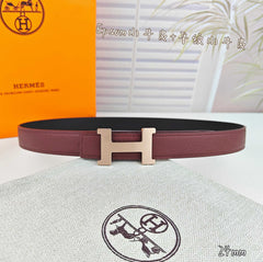 H Guillochee Buckle Belt 2.4cm Burgundy Espom 211246