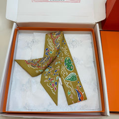 HM Twilly Mini Scarf 86CM Mustard Yellow Mulberry Silk 967443