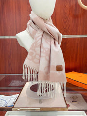 HM Casaque Mors Long Scarf Pink Ivory Cashmere 139451
