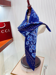 GG Scarf 90x90cm Blue Colorful Silk Twill 209919