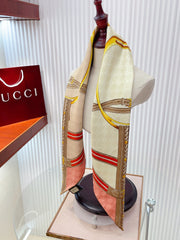 GG Jacquard Carré Scarf 90x90cm Beige Colorful Silk Twill 223483