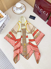 GG Jacquard Carré Scarf 90x90cm Beige Colorful Silk Twill 223483