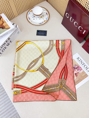 GG Jacquard Carré Scarf 90x90cm Beige Colorful Silk Twill 223483