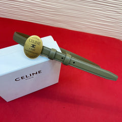 Celine Teen Maison Belt 2.5cm Taupe Gold Calfskin 201444