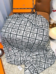 Scarf 140 CM White Black Silk