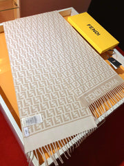 Fendi FF Monogram 180x45cm Beige Wool 136600