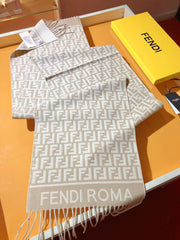 Fendi FF Monogram 180x45cm Beige Wool 136600