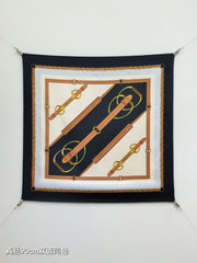 GG Double-Sided 90x90cm Black Colorful Twill Silk 194454