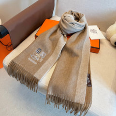HM Classic Embroidered Scarf 185CM Beige Cashmere 292823
