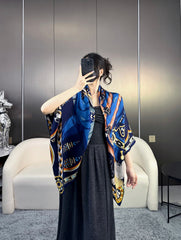 Harnais De Coeur Scarf 135 CM In Black Colorful Cashmere And Silk 381095